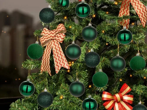 Miniatura 5 de Adornos de bolas de Navidad, decoraciones de Navidad para árbol de Navidad, adornos de bola de terciopelo verde irrompibles de Navidad para fiesta