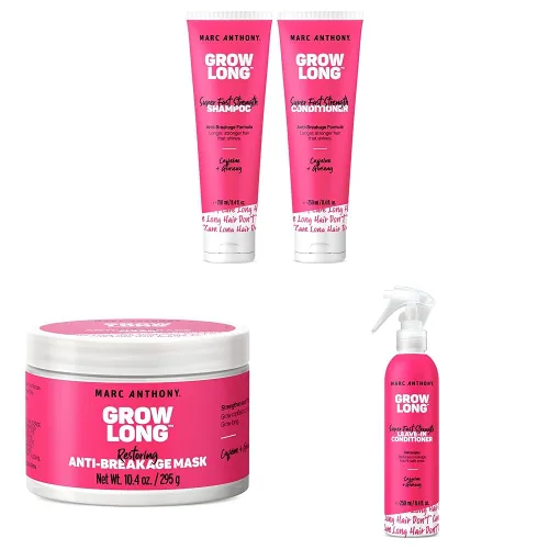 Marc Anthony Set de regalo: champú de 10 onzas, mascarilla capilar de biotina, acondicionador sin enjuague y desenredante para cabello seco y