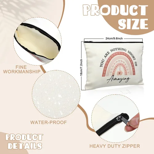 Miniatura 2 de Coume Paquete de 12 bolsas de maquillaje a granel para mujeres, bolsa de cosméticos de lona inspiradora, bolsas de viaje con cremallera, regalos