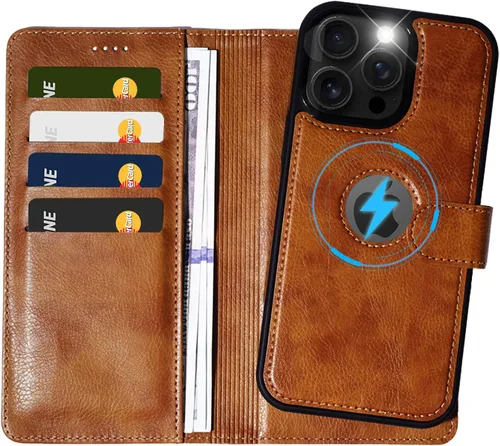 Miniatura 18 de Funda de piel sintética 2 en 1 para iPhone 13 PRO MAX, funda de piel sintética desmontable con soporte para tarjetas, funda extraíble con bloqueo