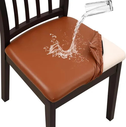 Miniatura 11 de YISUN Fundas de Asiento para Silla Set de 6, Fundas para Comedor Impermeables, Fundas de Asiento de Jacquard Elásticas Extraíbles y Lavables