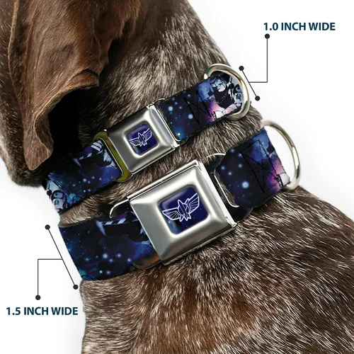 Miniatura 2 de Collar de perro hebilla de cinturón de seguridad Buzz Lightyear Poses Galaxy Blues 9 a 15 pulgadas 1.0 pulgadas de ancho