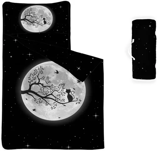 Miniatura 32 de Tapete para siesta espacial – Saco de dormir de galaxia espacial con almohada extraíble – Juego de ropa de cama para guardería y fiestas de pijamas