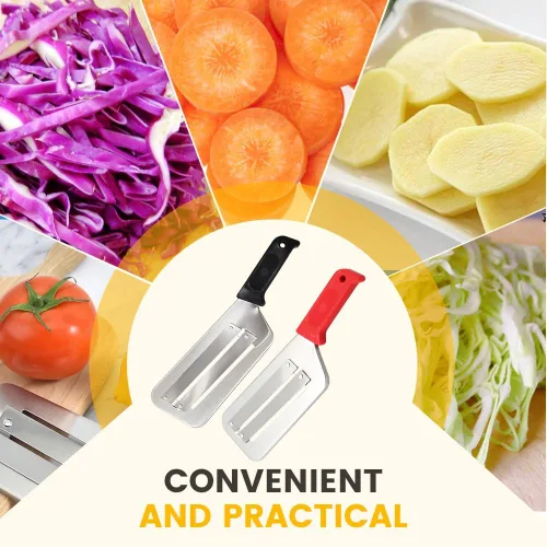 Miniatura 4 de Cuchillo triturador de acero inoxidable, cortador de doble capa, cortador de verduras multifuncional, triturador de repollo, cuchillas afiladas, Rojo