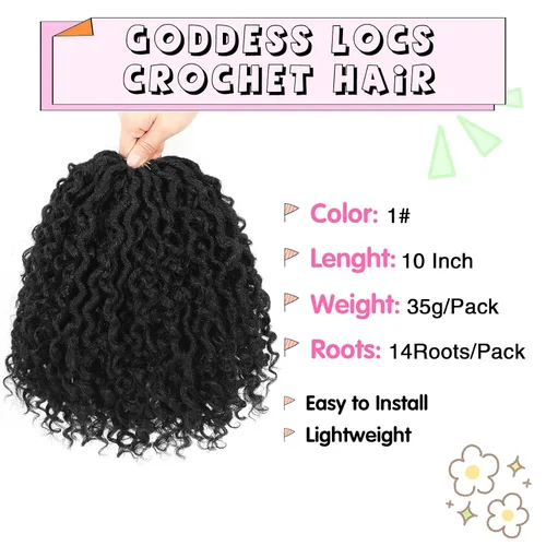 Miniatura 2 de Fulcrum Goddess Locs Cabello de Ganchillo de 10 Pulgadas, 8 Paquetes Nuevo Locs Sintéticos de Ganchillo para Mujeres Negras, Locs de Ganchillo