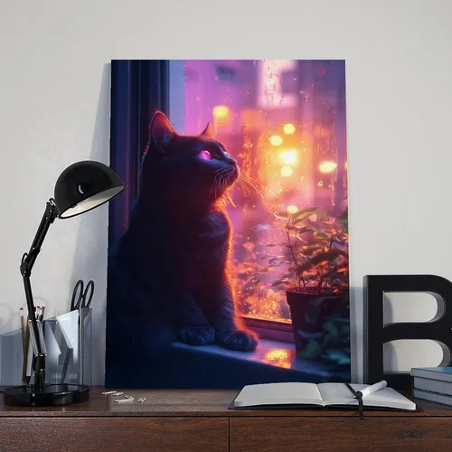 Miniatura 8 de ZMLIS Vaporwave Cat Wall Art – Y2K Cyber Aesthetic Poster – Retro Futuristic Room Decor Canvas Poster Wall Art Decor Print Picture Paintings for