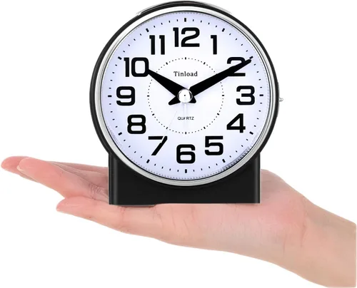 Miniatura 4 de Tinload Reloj despertador analógico de 4.3" sin tictac, silencioso y legible para personas mayores, fácil de configurar, alarma de aumento gradual