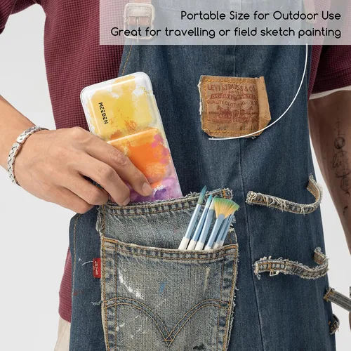Miniatura 5 de MEEDEN Paleta de pintura de acuarela vacía: paleta de colores de agua de viaje con 12 medias sartenes - Caja de lata portátil de paleta de metal