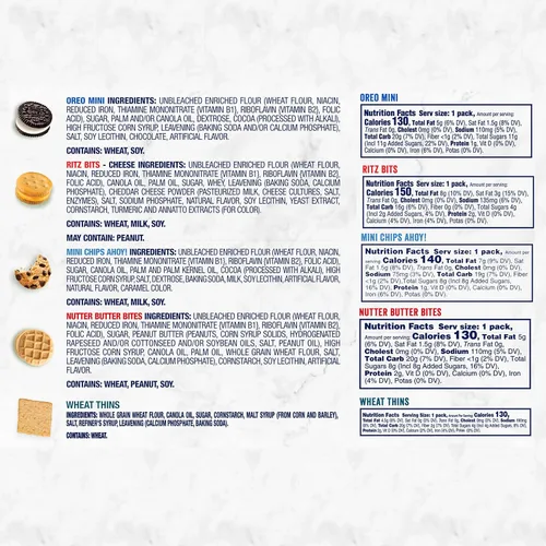 Miniatura 7 de Galletas OREO Mini, Mini CHIPS AHOY! Galletas, RITZ Bits Galletas de queso, bocadillos Nutter Butter y galletas Wheat Thins, paquete surtido Nabisco