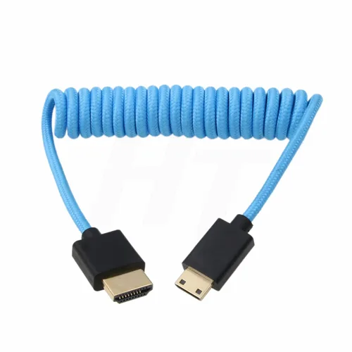 Miniatura 2 de 4K 60p 8K UHD Mini HDMI - Cable HDMI en espiral azul trenzado para Nikon D750 Sony Canon EOS R RP 5DIV ATOMOS Ninja V Portkeys Video Assist Monitor