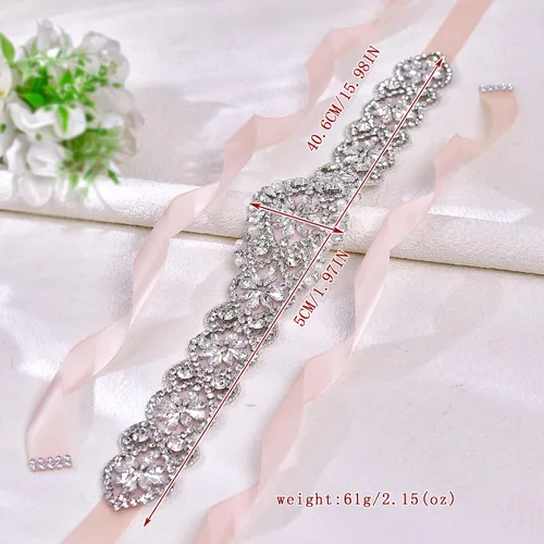 Miniatura 63 de azaleas Cinturón de boda fino de cristal para mujer, cinturón de novia para boda, dama de honor, accesorios de vestido de niña de las flores, 16