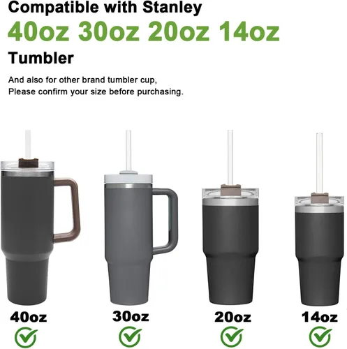Miniatura 3 de Pajitas de repuesto para vaso de viaje Stanley 40, 30 onzas, paquete de 6, popotes transparentes reutilizables con cepillo de limpieza, compatibles