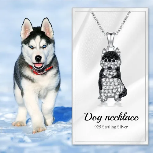 Miniatura 109 de Collares con colgante de perro de plata de ley S925 – 24 razas corgi/husky/labrador/pastor para mujer