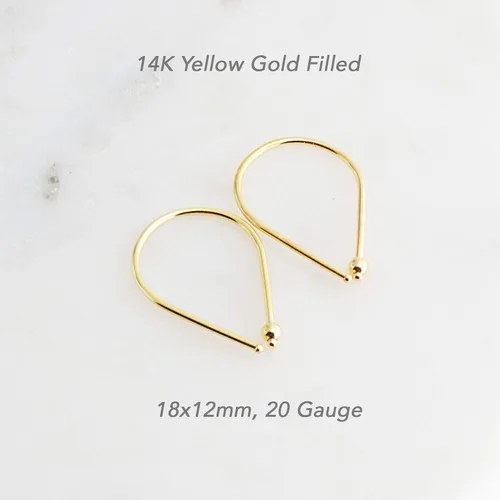 Miniatura 3 de 13mm de plata de ley 20 GA Aretes de aro invertidos colgantes de lágrima hipoalergénicos ligeros con hilo para mujer