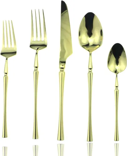 Miniatura 11 de JASHII Juego de cubiertos de lujo de 20 piezas de acero inoxidable 18/10 para 4 personas, incluye cuchillo de cena, tenedor, cuchara, apto para L &
