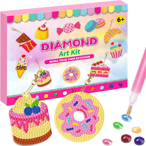 Miniatura 10 de Labeol Artes y manualidades para niños de 8 a 12 años – Crea tus propios llaveros GEM, arte de diamantes 5D por números, kits de arte GEM para niños