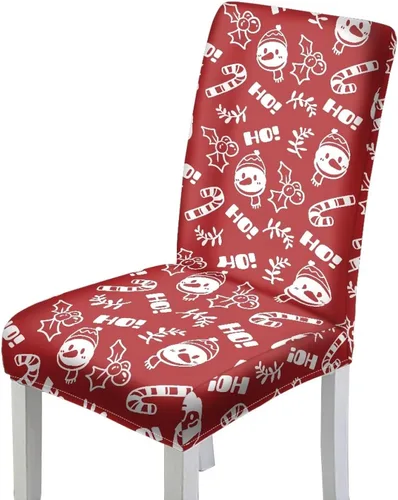 Miniatura 20 de HUGS IDEA Snowman Seat Covers for Dining Room Chairs Set of 2 Santa Claus Stretch Chair Slipcovers Protector Removable and Washable Kitchen Dining