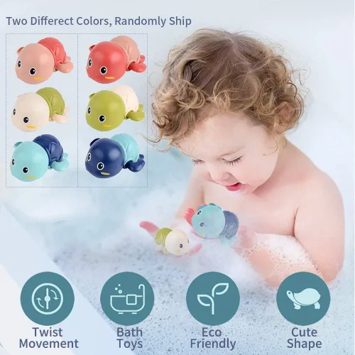 Miniatura 5 de Juguetes de baño para bebés, juguetes de tortuga de natación para niños pequeños, juguetes flotantes para bañera de agua y ducha, juegos de piscina