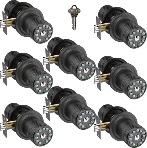 Miniatura 12 de iulock Cerradura de puerta inteligente con teclado y llave, 50 códigos de usuario, impermeable, bloqueo automático, negro mate