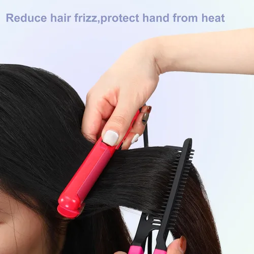 Miniatura 6 de VOCOSTE Peine para alisar el cabello, resistente al calor, peine para alisar el cabello, ABS, rojo
