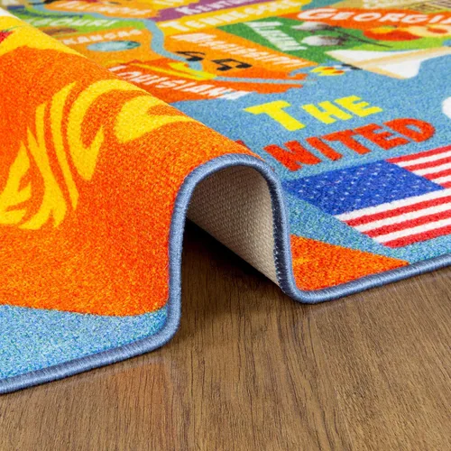 Miniatura 8 de KC Cubs 8x10 Mapa de Estados Unidos de EE. UU. Alfombra de Coches de Juguete para Carretera – Alfombra de Juego Educativa para Niños, Pequeñines