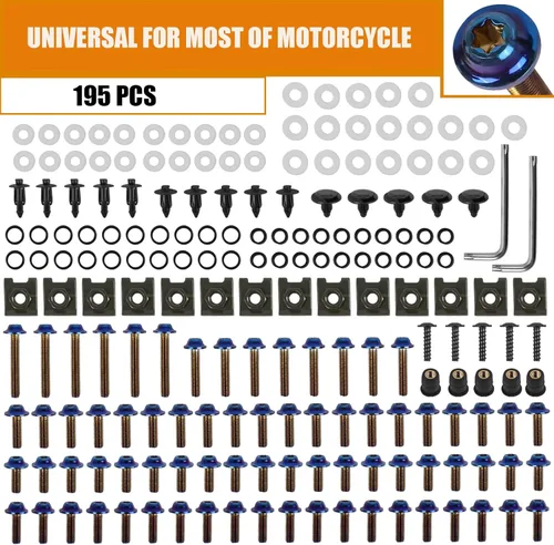 Miniatura 6 de BAIONE Juego de 195 pernos de carenado de acero inoxidable M5 M6 para motocicleta, tornillos de parabrisas de carenado, sujetadores universales
