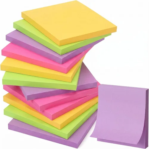Thenshop 12 blocs de notas adhesivas de 3 x 3 pulgadas, bloc de notas autoadhesivas, suministros de oficina, colores degradados, color vintage, 50