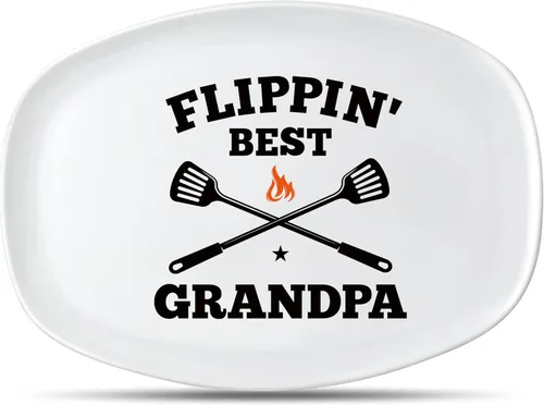 Miniatura 9 de R HORSE Plato de Parrilla para Papá Regalo Papá BBQ Bandeja de Servir Plato Platos Blancos Ovalados Platos de Servir Abuelo Papá Navidad Año Nuevo