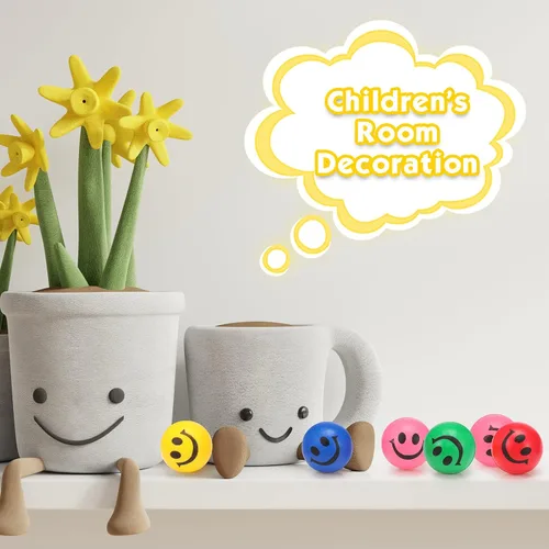 Miniatura 6 de Skylety 100 piezas de mini bolas de estrés con cara sonriente divertida Stresbe Happy Foam suave de colores para adultos, bolas de alivio