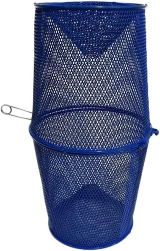 Minnow, trampa de cangrejos de 1/4 de pulgada, malla con revestimiento azul, metal resistente, 16.5 pulgadas de largo, atrapa todos los pececillos