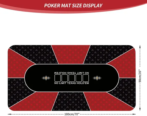 Miniatura 2 de nuveti Tapete de póquer Texas Hold'em de 70 x 35 pulgadas, portátil, de goma, impermeable, con reducción de ruido, para cualquier juego de mesa 70 X
