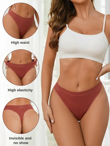 Miniatura 2 de linccure Tangas transpirables sin costuras ropa interior cómoda para mujer, paquete de 5