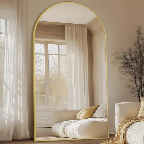 Miniatura 11 de MELOMOIR - Espejo de piso grande de 76 x 44 pulgadas, espejo independiente arqueado de longitud completa para dormitorio, sala de estar, vestidor
