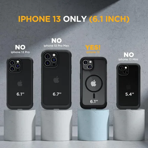 Miniatura 7 de Miracase Serie de vidrio diseñada para iPhone 13 de 6.1 pulgadas, actualización 2023, carcasa magnética transparente de cuerpo completo