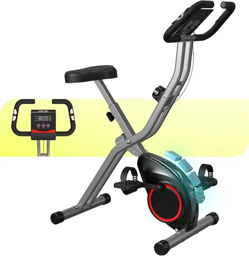 Miniatura 11 de Bicicleta estática de interior para el hogar con resistencia magnética de 16 niveles, bicicleta de ciclismo plegable ligera con 70% premontada
