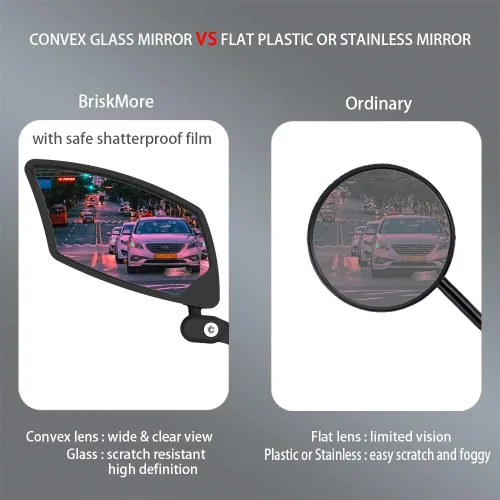 Miniatura 4 de BriskMore Espejo de bicicleta para manillar - Cristal HD transparente, espejo ajustable y plegable de 360° para una conducción segura, gran angular
