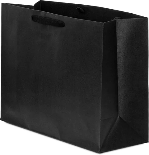 Miniatura 6 de Prime Line Packaging Bolsas de regalo negras, bolsas de papel kraft con asas para compras, pequeñas empresas, boutiques, venta al por menor