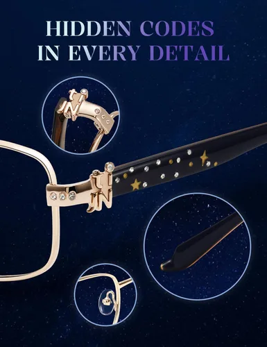 Miniatura 5 de TIJN Lentes de bloqueo de luz azul para mujeres y hombres, gafas cuadradas de acetato con marco de metal para cosplay y niñas de anime, Rin