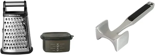Miniatura 8 de KitchenAid Gourmet - Rallador de caja de acero inoxidable de 4 lados con contenedor de almacenamiento desmontable, 10 pulgadas de alto, negro