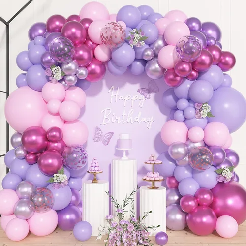 Miniatura 20 de Ouddy Life Kit de arco de guirnalda de globos de color azul polvoriento, 157 unidades, globos de confeti de color azul metálico y blanco