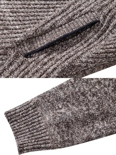 Miniatura 80 de VtuAOL Suéteres tipo cárdigan para hombre, con cremallera completa, cuello alto, cárdigan de punto casual con bolsillos