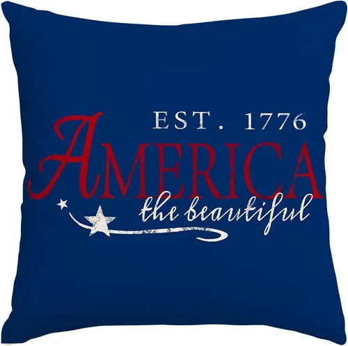 RABUSOFA Fundas de almohada para el 4 de julio, 18 x 18 pulgadas, letreros patrióticos, rojo, blanco y azul, Día de la Independencia, 4 de julio,