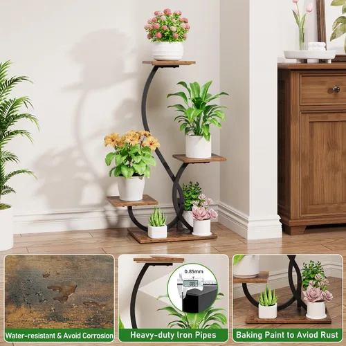 Miniatura 7 de BACEKOLL Soporte para plantas de interior con luces de crecimiento, estante para plantas en forma de S, soportes de esquina iluminados para cultivo