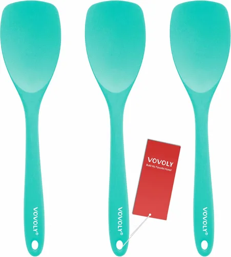 Miniatura 14 de Juego de espátulas de silicona mejoradas, VOVOLY espátula de goma resistente al calor, raspadores flexibles sin costuras antiadherentes para Caqui