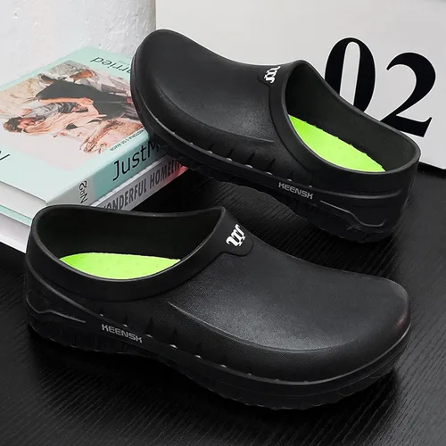 Miniatura 6 de ihinzry Chef Clogs - Zuecos de trabajo sólidos antideslizantes, impermeables, a prueba de aceite, para personal de restaurante, zapatos de cocina