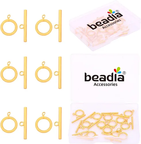 Miniatura 10 de BEADIA Cierres de langosta chapados en oro de 18 quilates que no se deslustran de 0.394 in, 20 piezas para hallazgos de fabricación de joyas Cierres