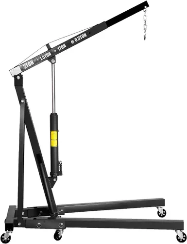 Miniatura 9 de Goplus - Grúa plegable para motor con capacidad para 2 toneladas, plataforma elevadora, para taller, de acero resistente y 6 ruedas de hierro