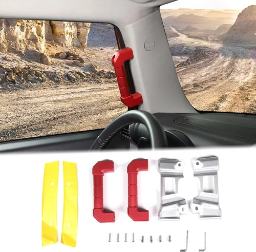 Miniatura 8 de Kit de repuesto de mango de agarre de pilar A para automóvil compatible con Toyot@ FJ Cruiser 2007-2021, mango de aleación de aluminio para Negro