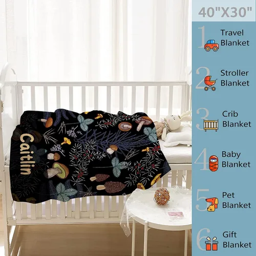 Miniatura 3 de Manta de regalo personalizada de hongos del bosque salvaje oscuro, manta de franela suave y ligera, adecuada para uso en cama, sala de estar