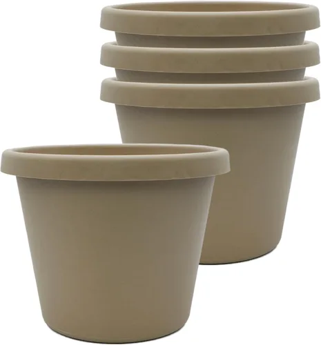 Miniatura 40 de The HC Companies Maceta redonda de plástico Prima con borde enrollado - Maceta para flores ligera y resistente a los rayos UV para hierbas y más
